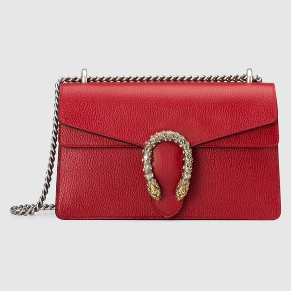 Gucci Horsebit Shoulder Bag Hibiscus Red Silver Leather - Picture 1 of 6